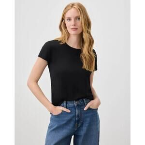 Splendid Women Black Supima Cotton / Modal Knit Abbie Basic Crewneck Tee Size S